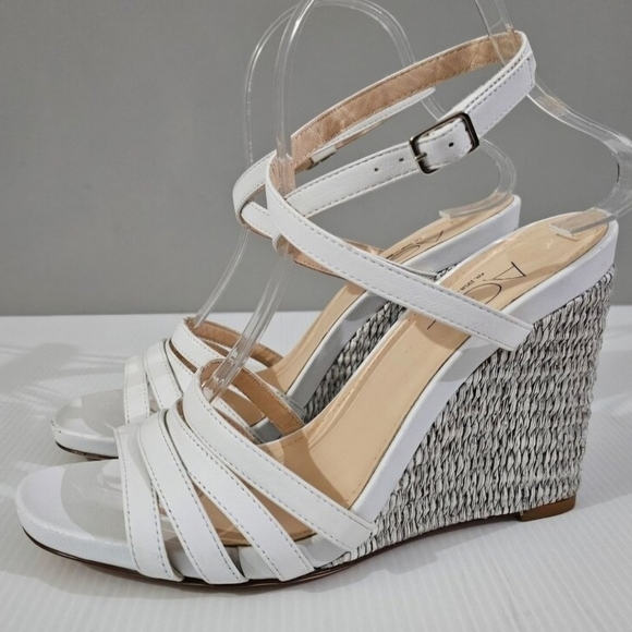 AGL Dora Ankle Strap Wedge Sandal Heel Shoe White Plumba Leather EU Size 39.5 - Picture 1 of 16